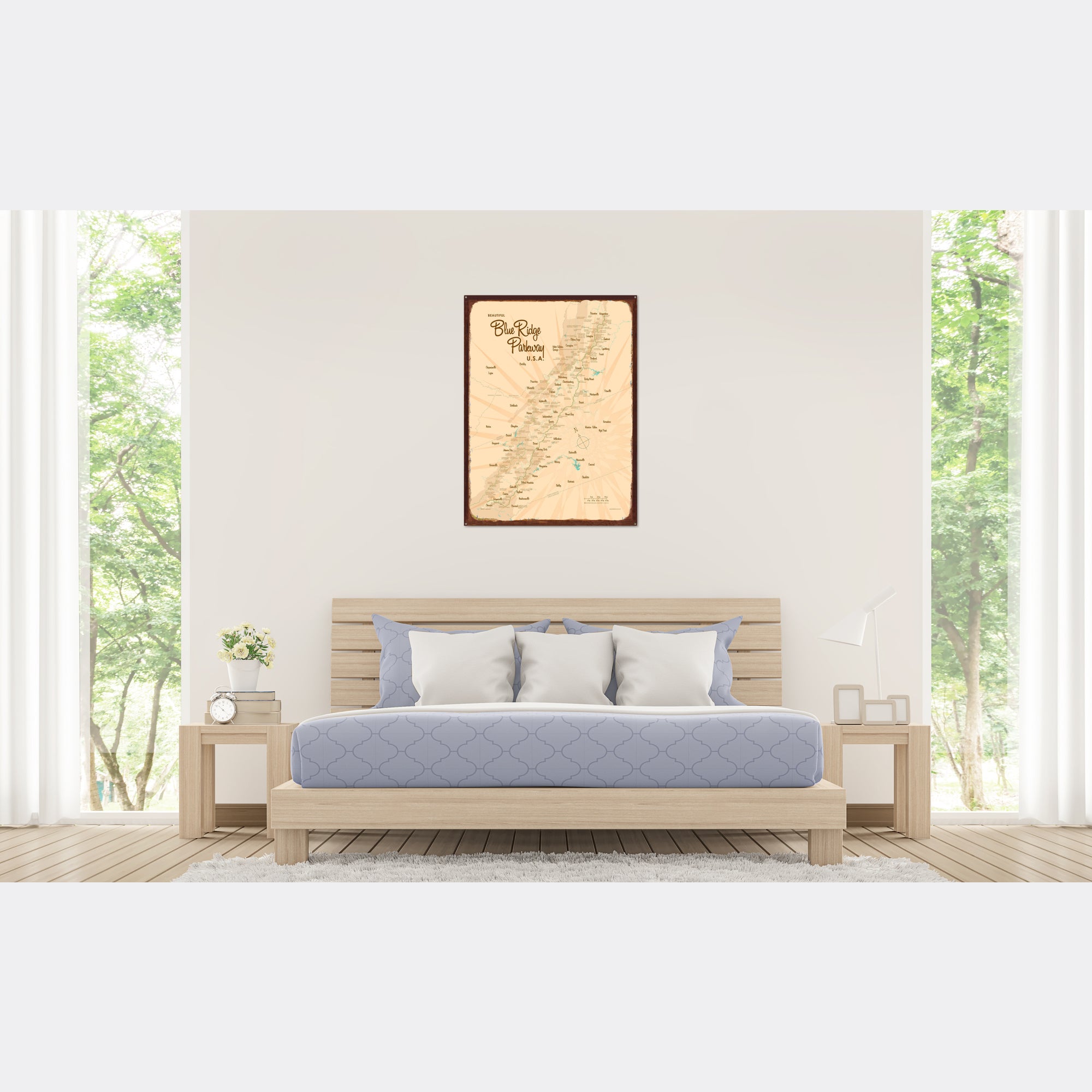 Blue Ridge Parkway, Rustic Metal Sign Map Art