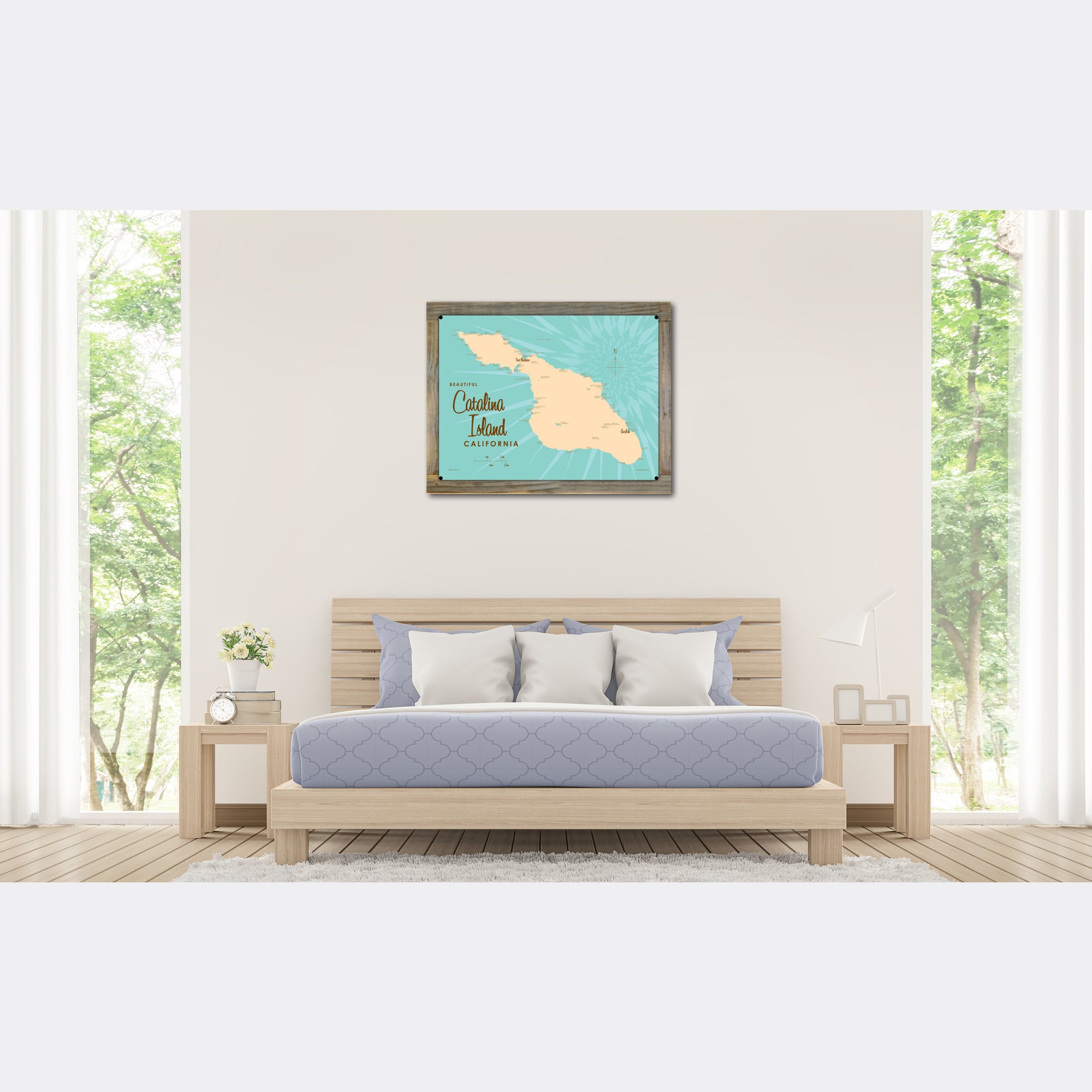 Catalina Island California, Wood-Mounted Metal Sign Map Art