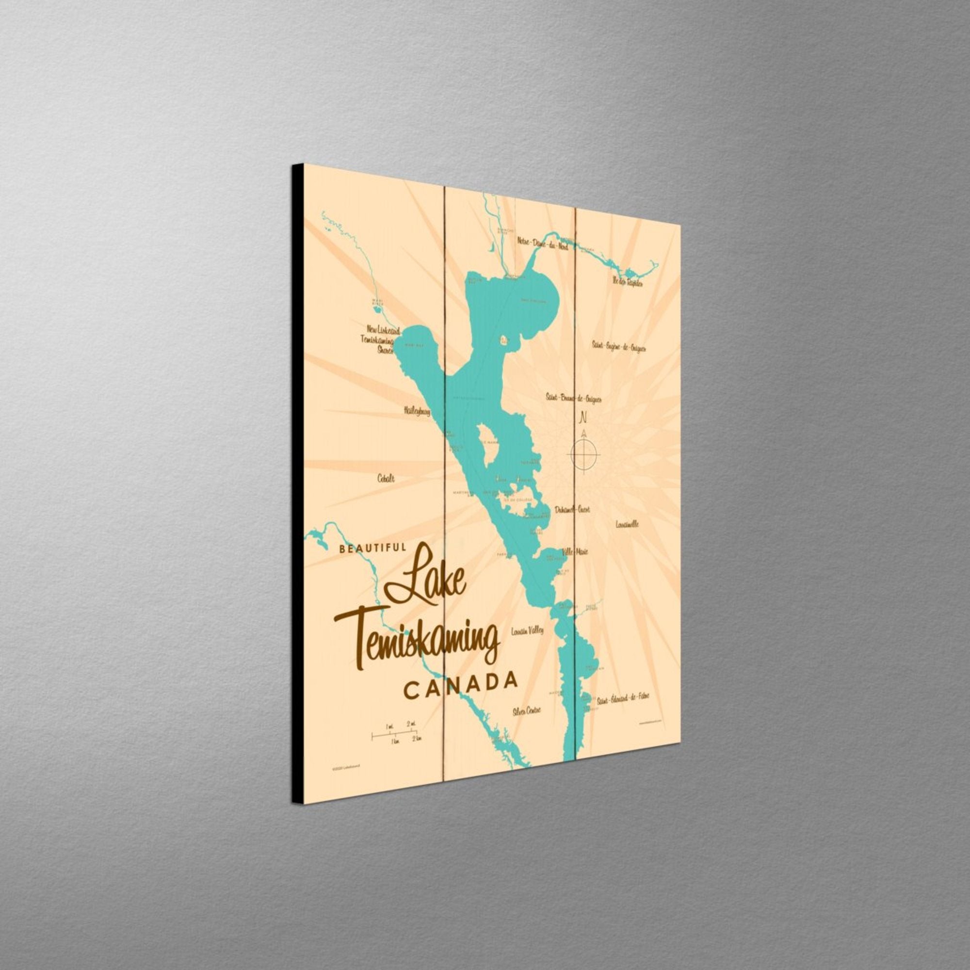 Lake Temiskaming Canada, Wood Sign Map Art