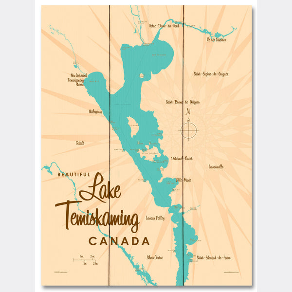Lake Temiskaming Canada, Wood Sign Map Art