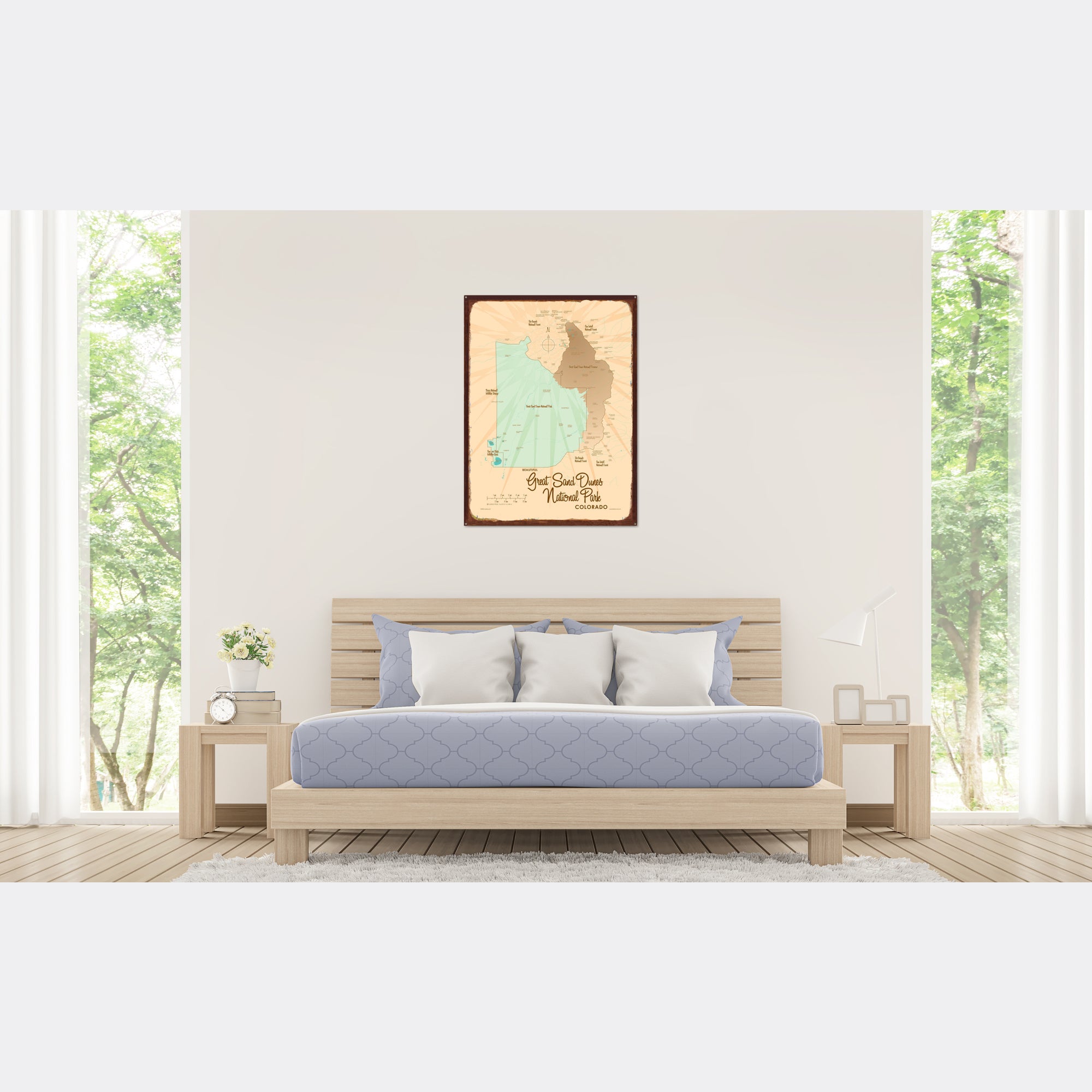 Great Sand Dunes National Park Colorado, Rustic Metal Sign Map Art