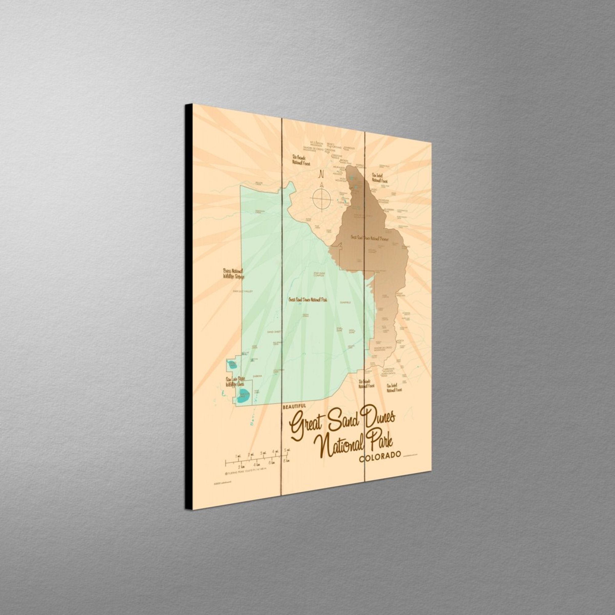 Great Sand Dunes National Park Colorado, Wood Sign Map Art