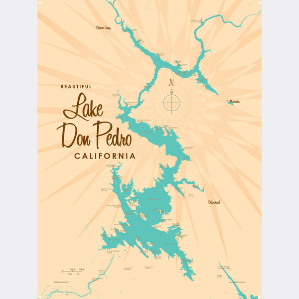 Lake Don Pedro California, Metal Sign Map Art