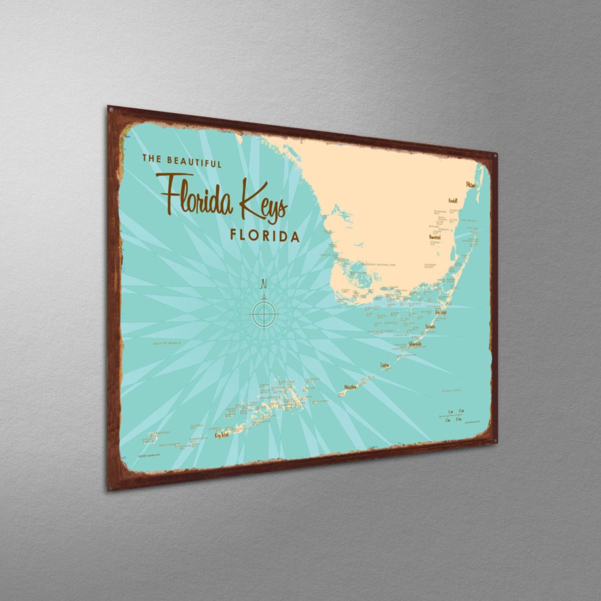 Florida Keys Florida, Rustic Metal Sign Map Art