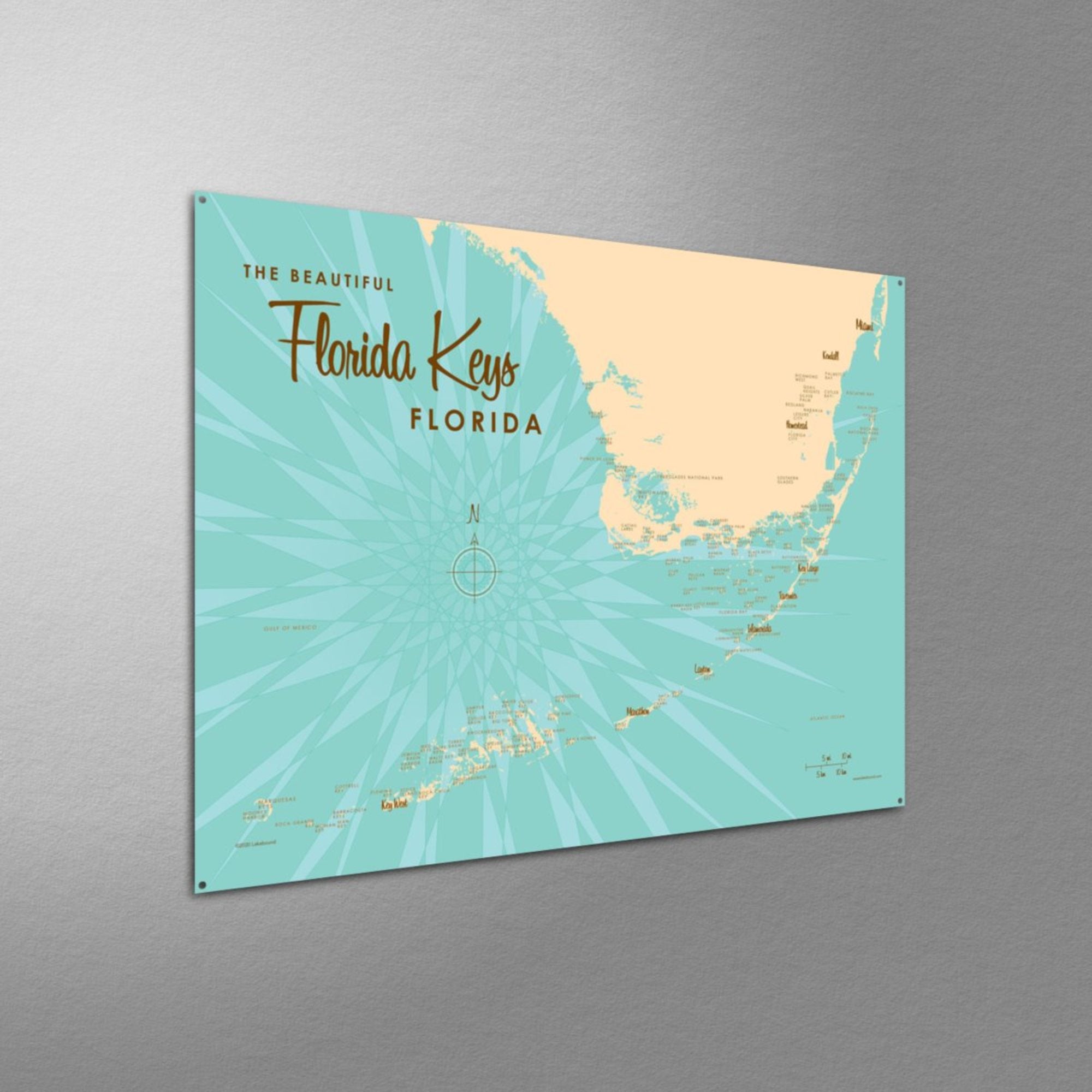 Florida Keys Florida, Metal Sign Map Art