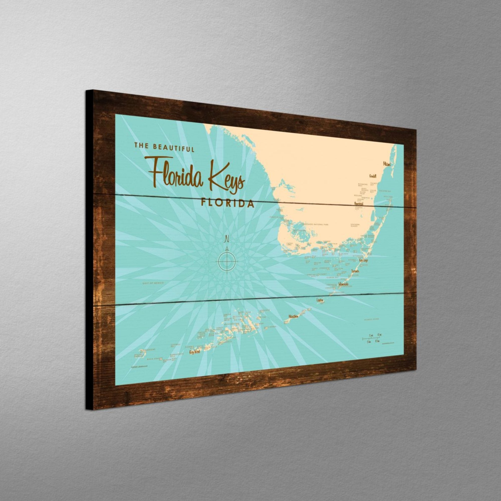 Florida Keys Florida, Rustic Wood Sign Map Art