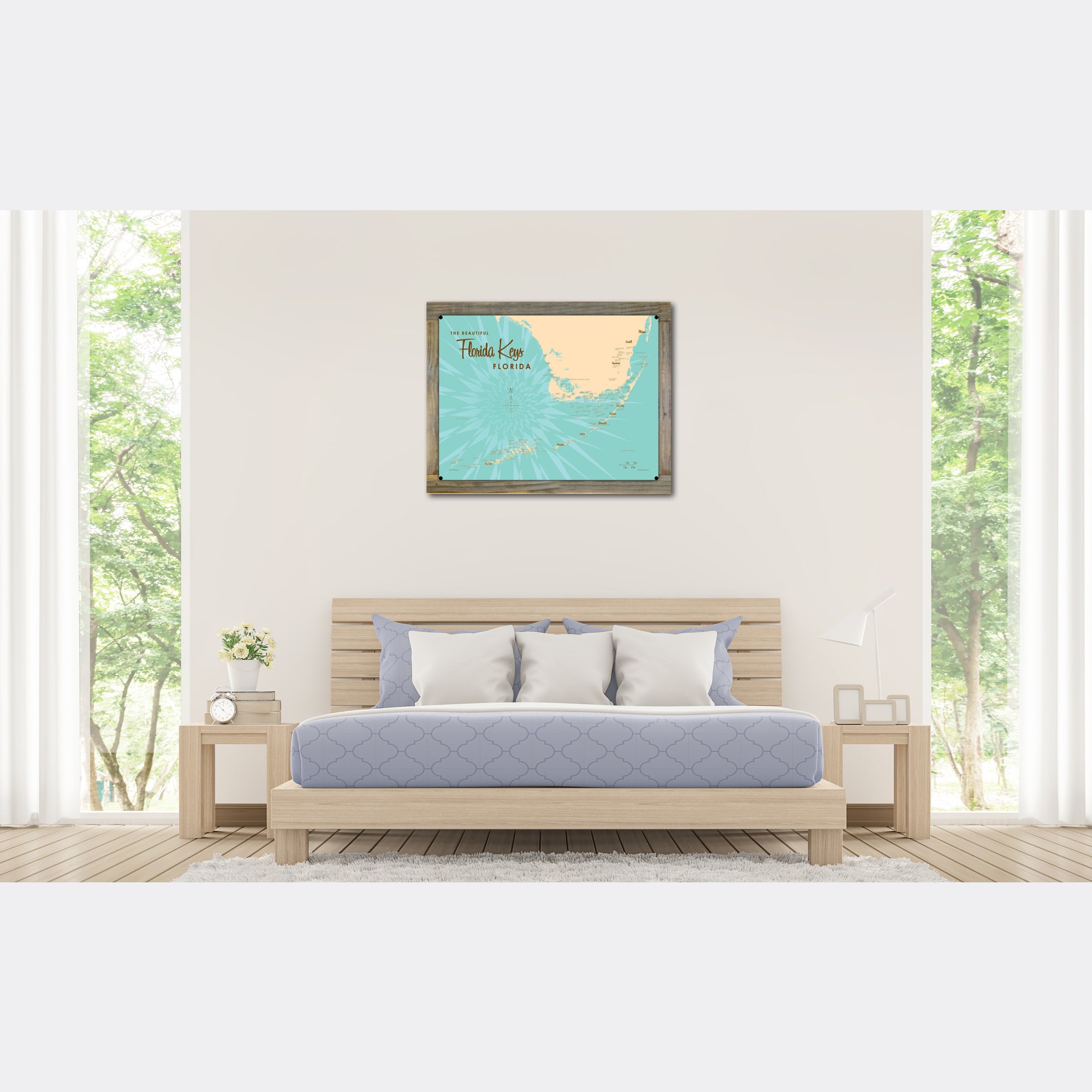 Florida Keys Florida, Wood-Mounted Metal Sign Map Art