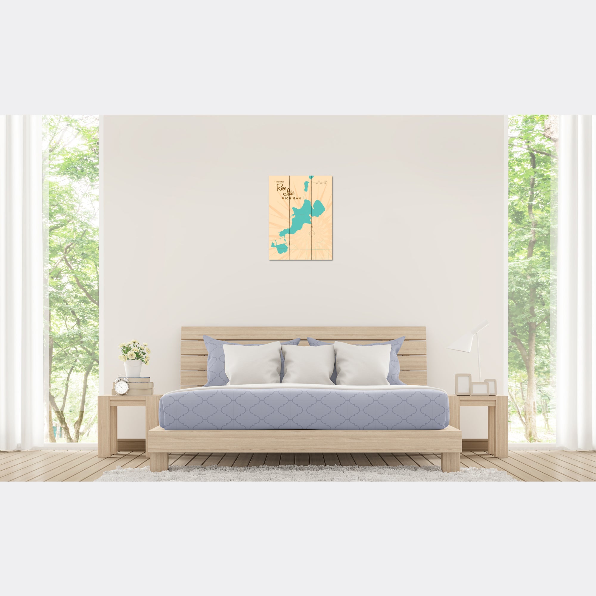 Rose Lake Michigan, Wood Sign Map Art