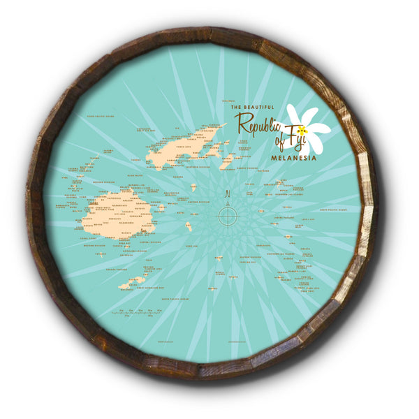 Republic of Fiji, Melanesia, Barrel End Map Art