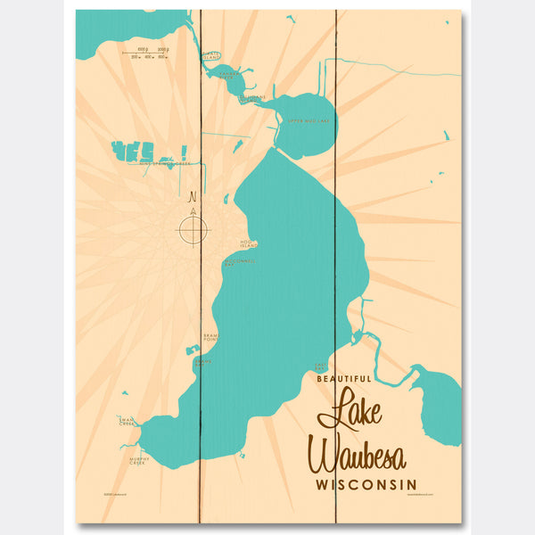 Lake Waubesa Wisconsin, Wood Sign Map Art