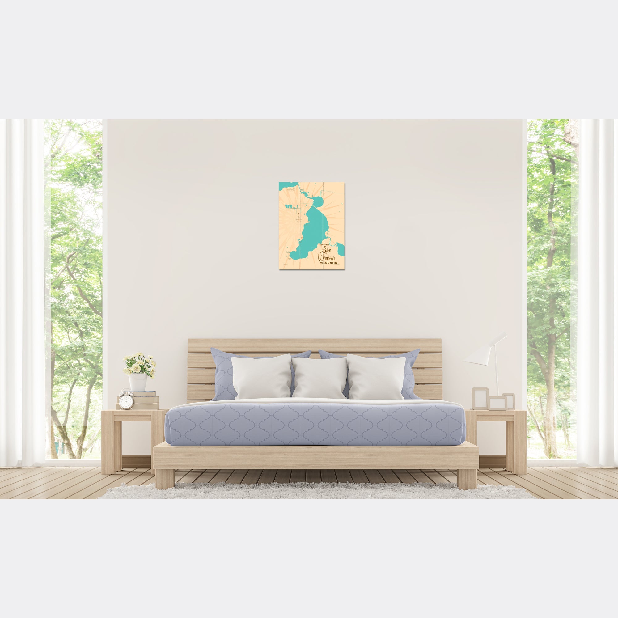 Lake Waubesa Wisconsin, Wood Sign Map Art