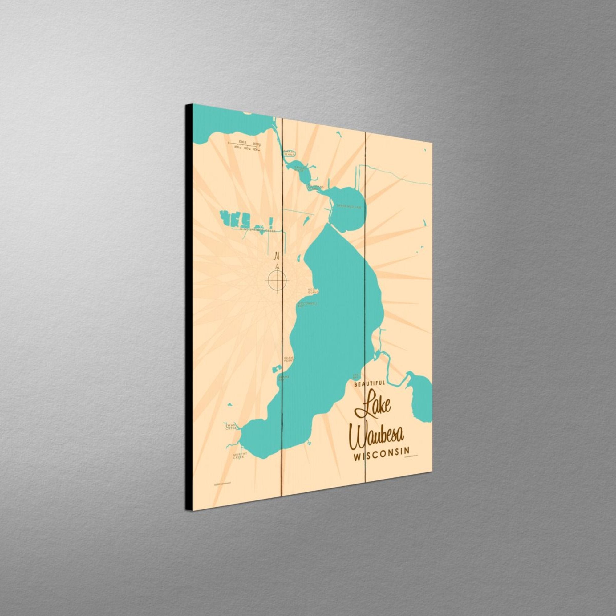 Lake Waubesa Wisconsin, Wood Sign Map Art