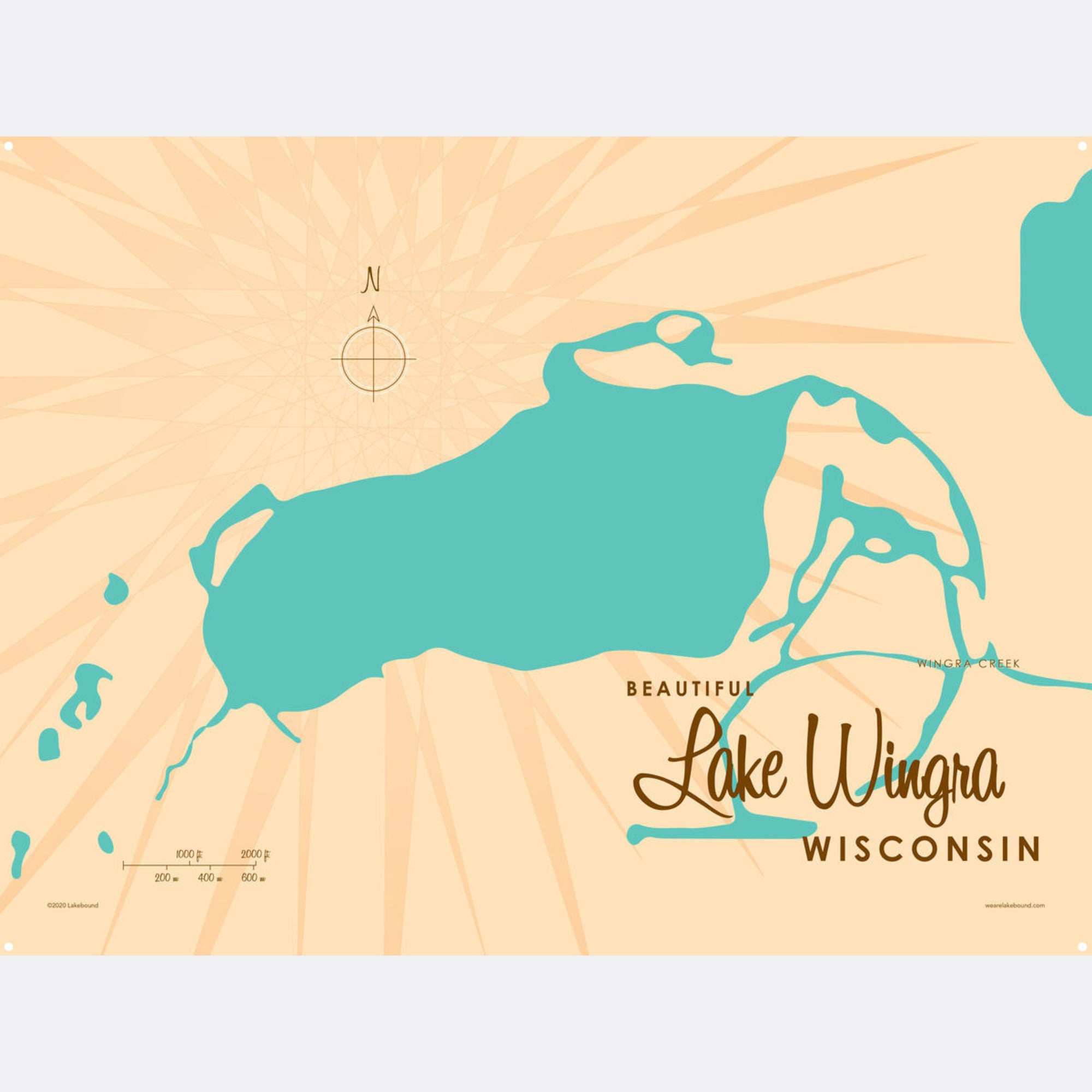 Lake Wingra Wisconsin, Metal Sign Map Art