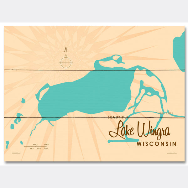 Lake Wingra Wisconsin, Wood Sign Map Art