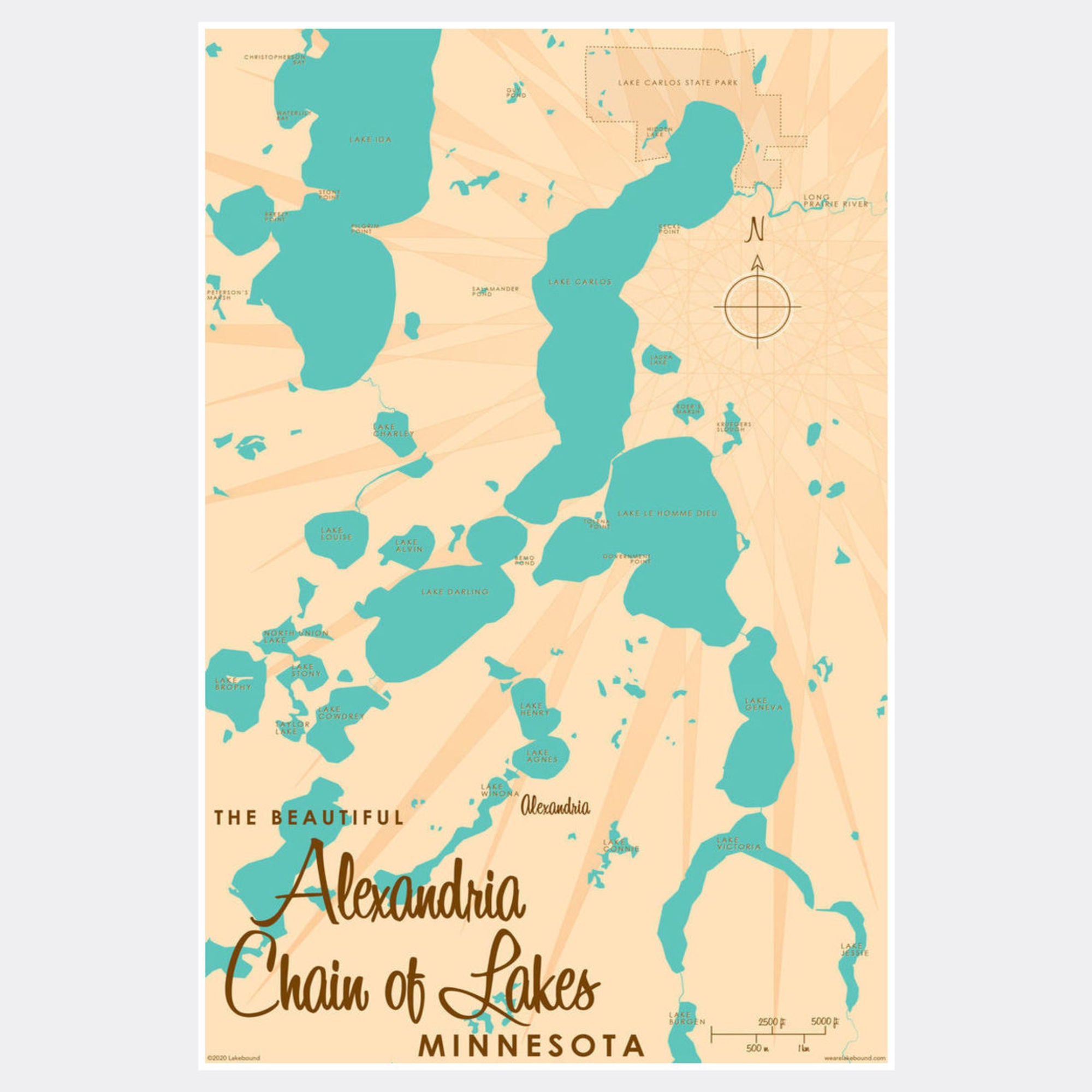 Alexandria Chain of Lakes Minnesota, Paper Print