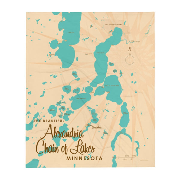 Alexandria Chain of Lakes Minnesota Throw Blanket