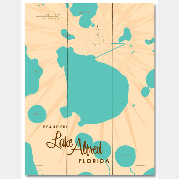 Lake Alfred Florida, Wood Sign Map Art