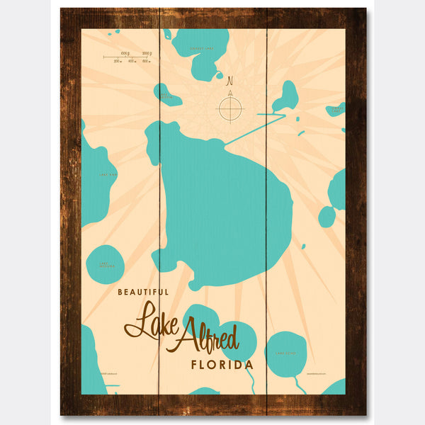 Lake Alfred Florida, Rustic Wood Sign Map Art