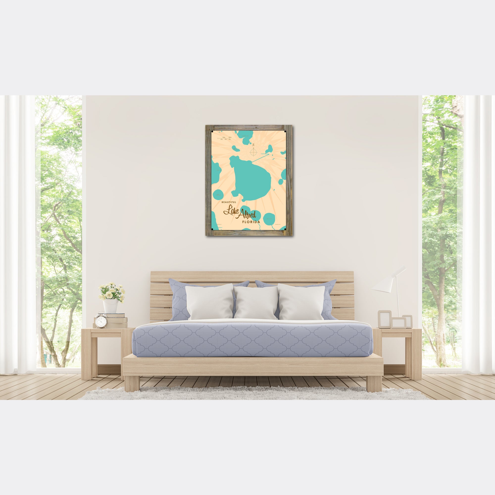 Lake Alfred Florida, Wood-Mounted Metal Sign Map Art