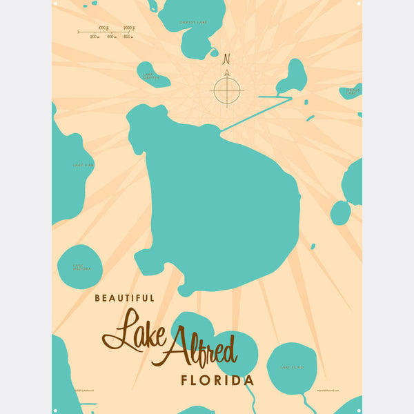Lake Alfred Florida, Metal Sign Map Art