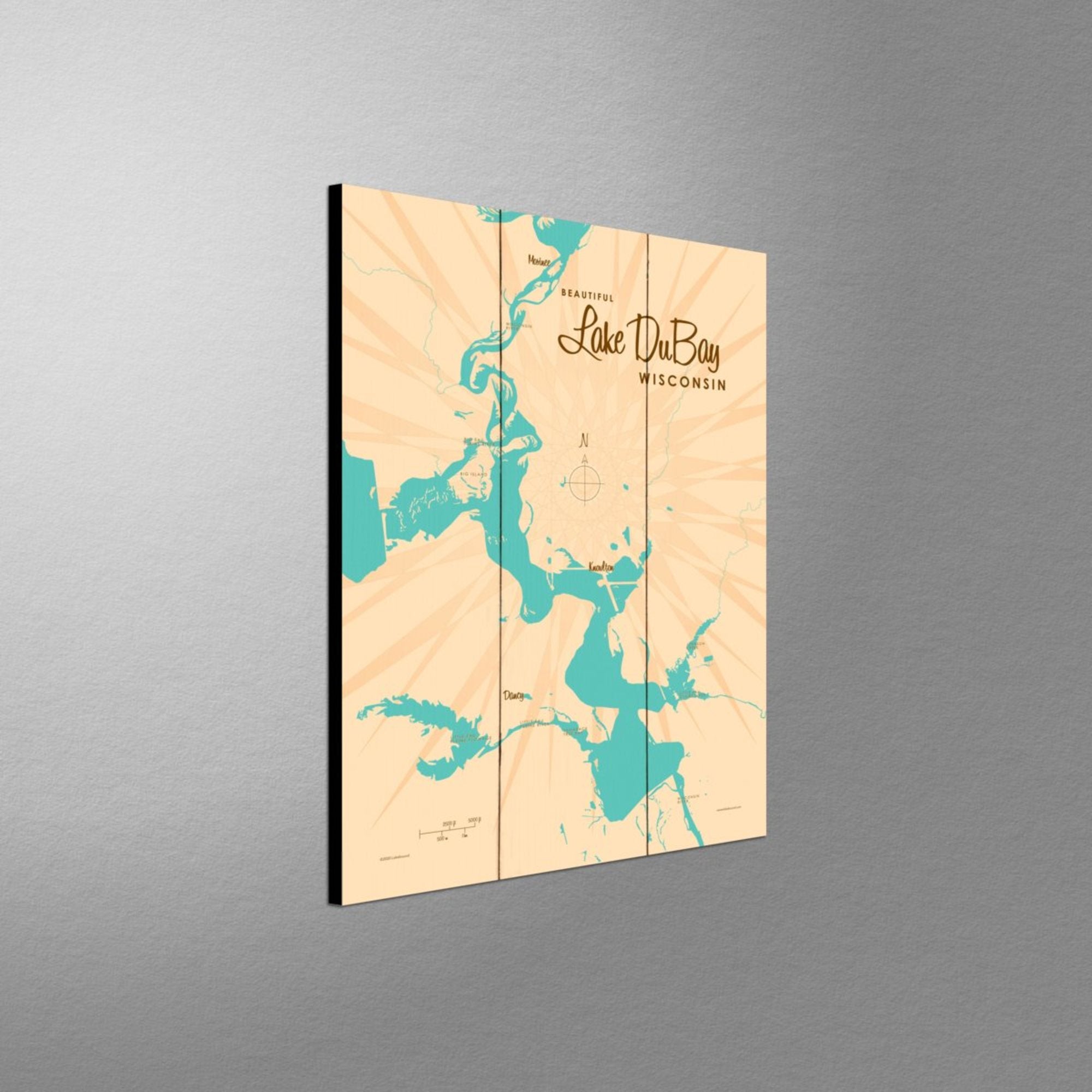 Lake DuBay Wisconsin, Wood Sign Map Art