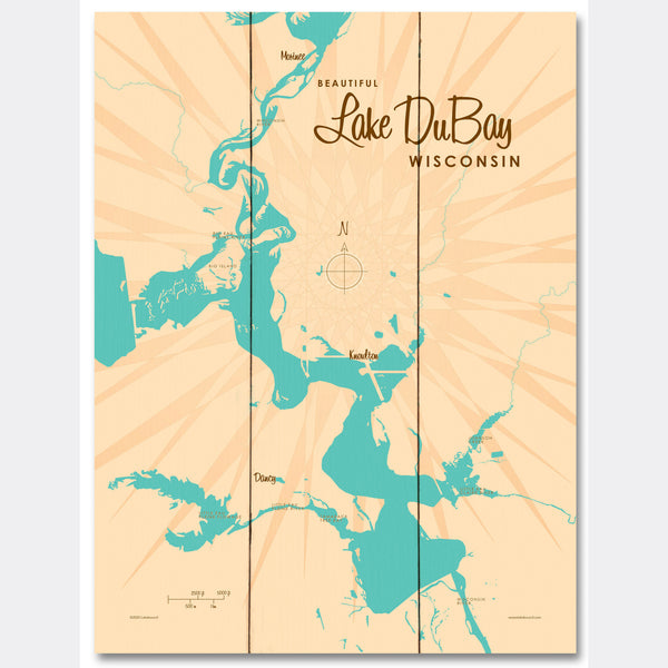 Lake DuBay Wisconsin, Wood Sign Map Art