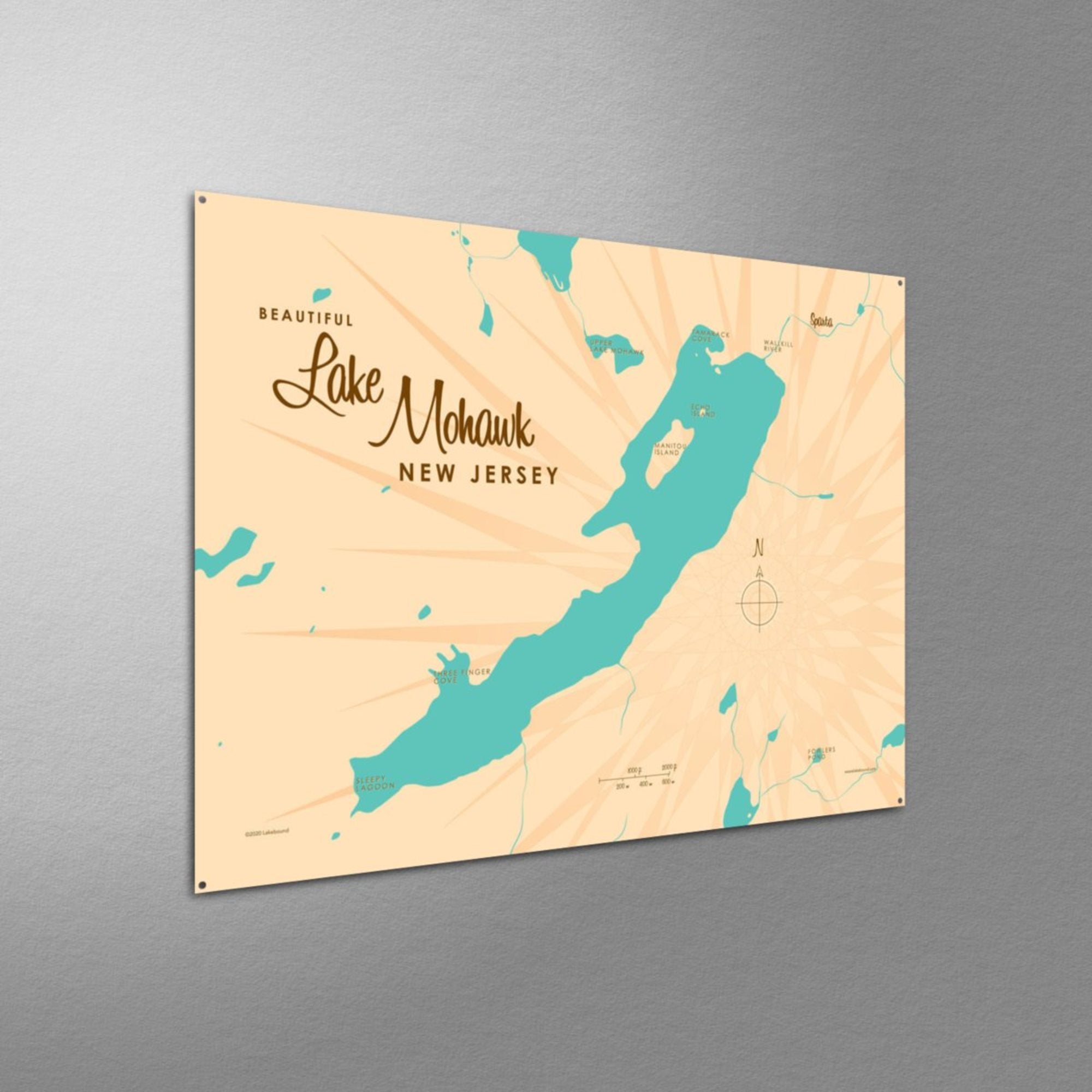 Lake Mohawk New Jersey, Metal Sign Map Art