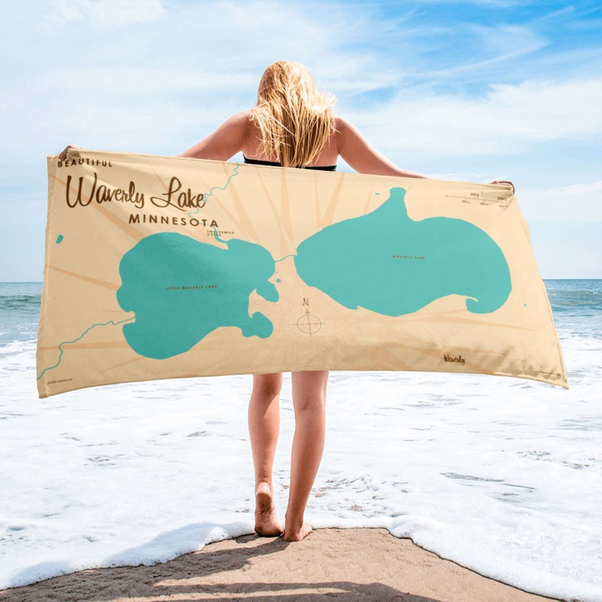 Waverly Lake Minnesota Beach Towel