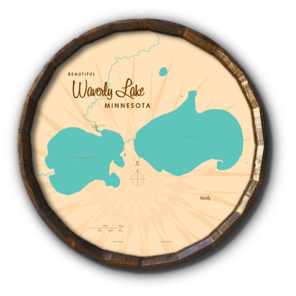 Waverly Lake Minnesota, Barrel End Map Art