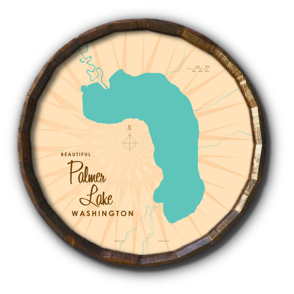 Palmer Lake Washington, Barrel End Map Art
