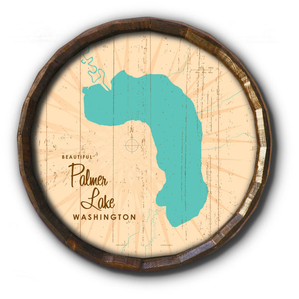 Palmer Lake Washington, Rustic Barrel End Map Art