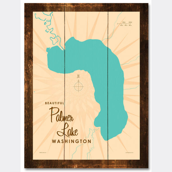 Palmer Lake Washington, Rustic Wood Sign Map Art