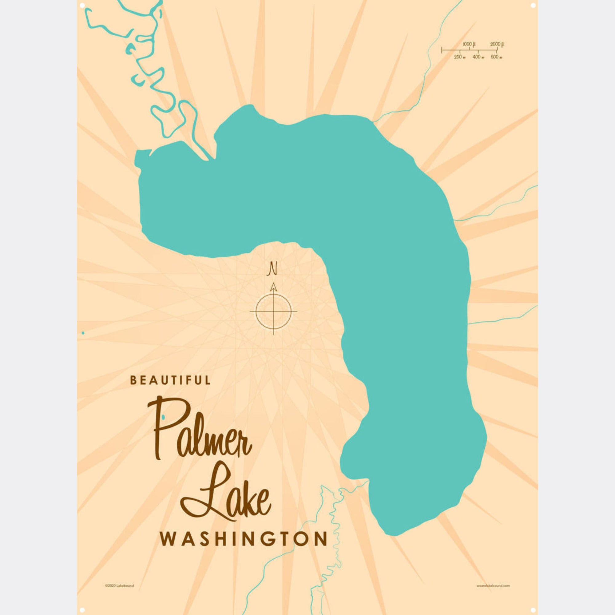 Palmer Lake Washington, Metal Sign Map Art