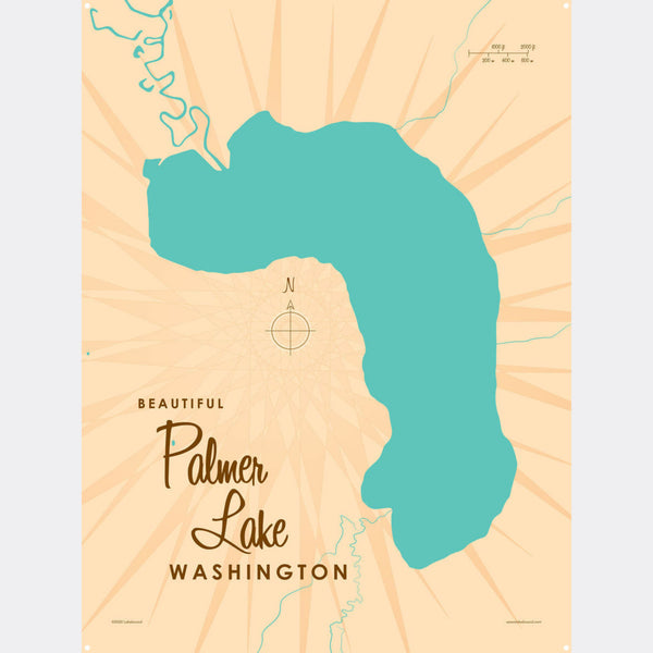 Palmer Lake Washington, Metal Sign Map Art