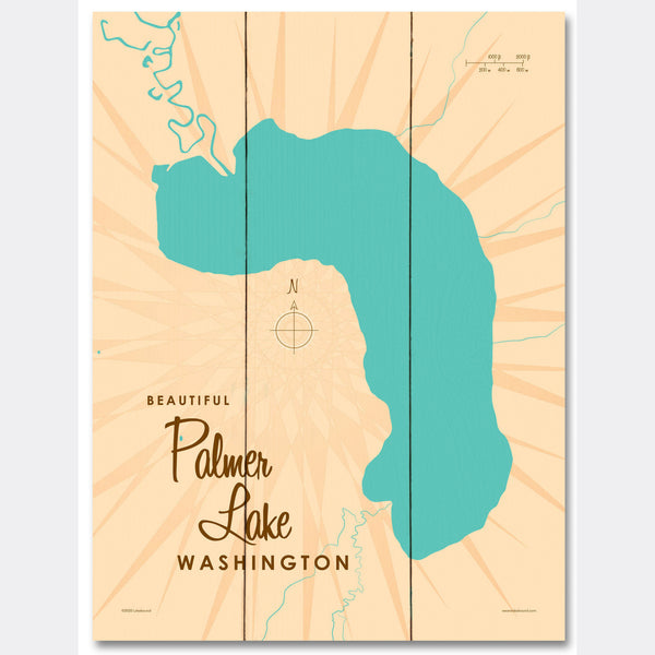 Palmer Lake Washington, Wood Sign Map Art