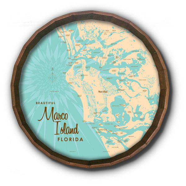 Marco Island Florida, Barrel End Map Art