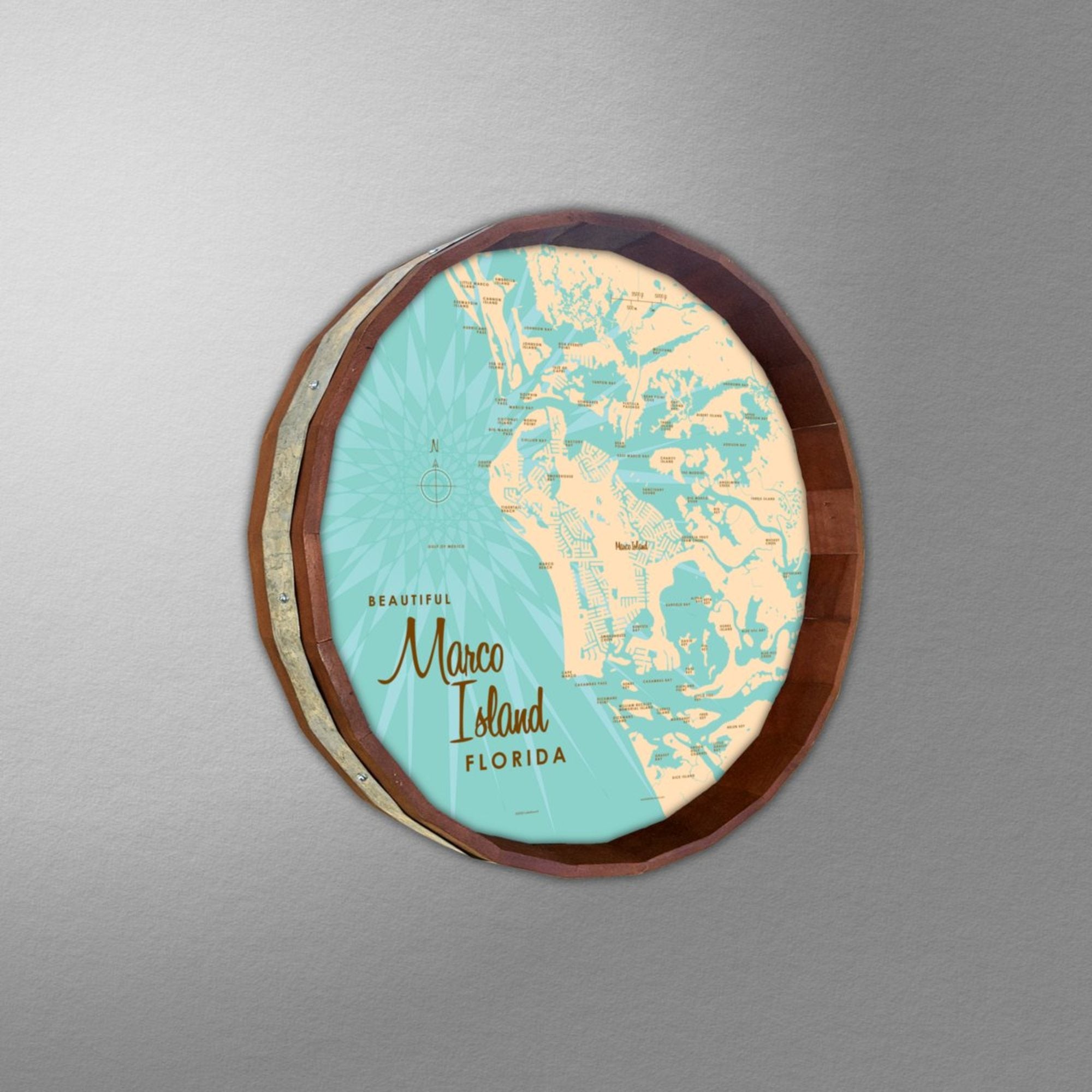 Marco Island Florida, Barrel End Map Art