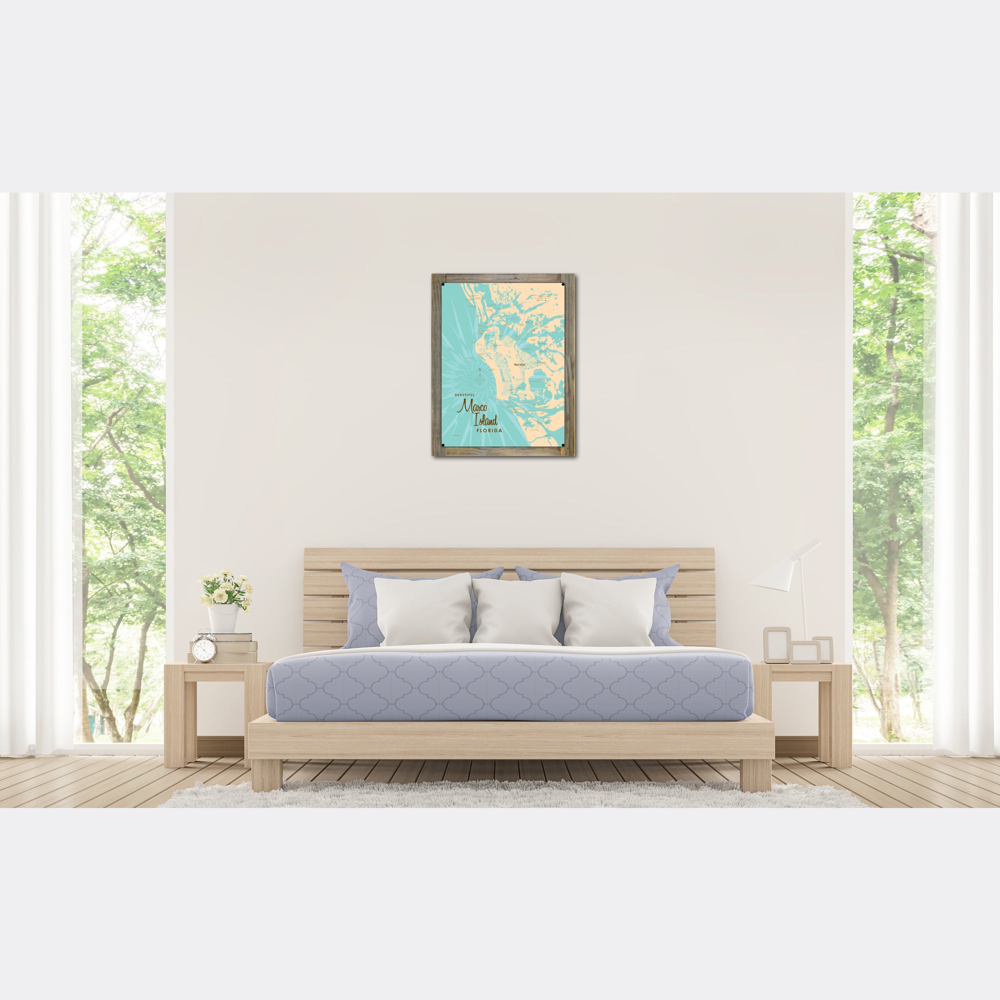 Marco Island Florida, Wood-Mounted Metal Sign Map Art