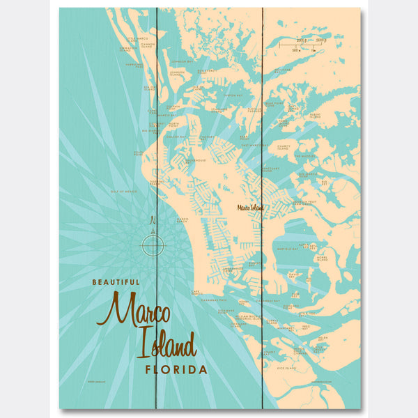 Marco Island Florida, Wood Sign Map Art