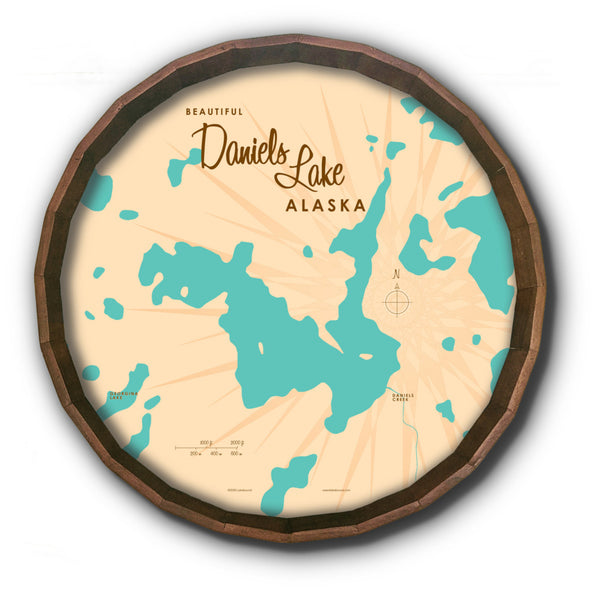 Daniels Lake Alaska, Barrel End Map Art