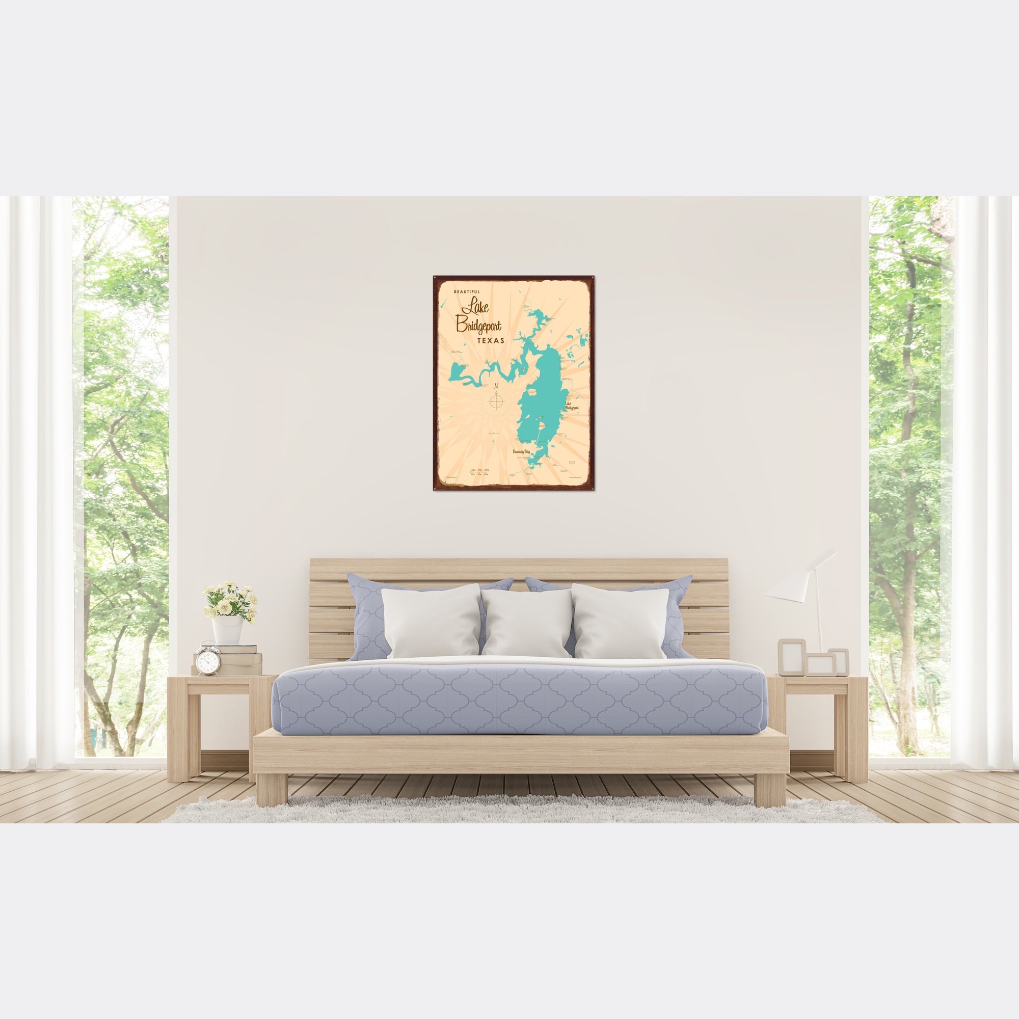 Lake Bridgeport Texas, Rustic Metal Sign Map Art