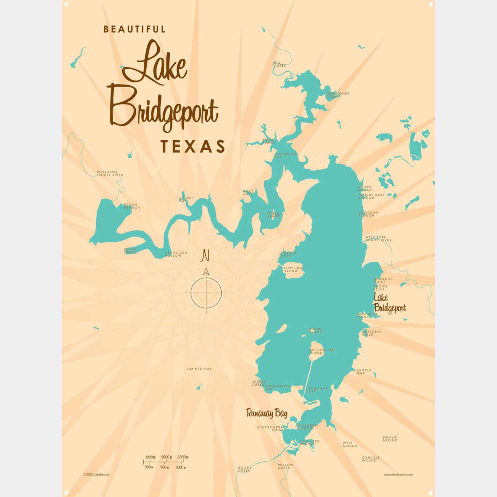 Lake Bridgeport Texas, Metal Sign Map Art