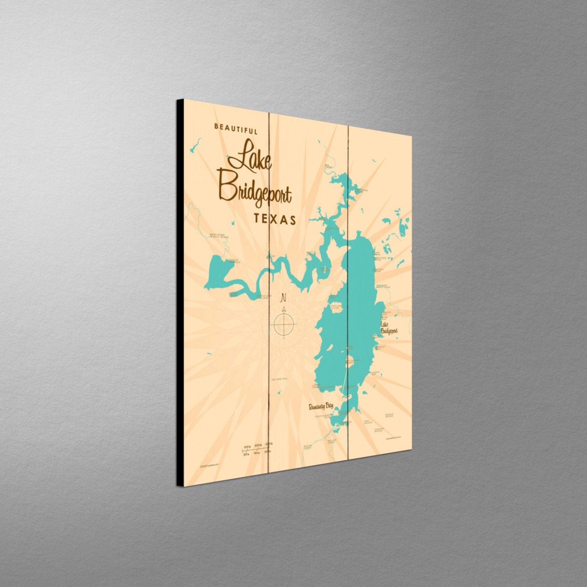 Lake Bridgeport Texas, Wood Sign Map Art