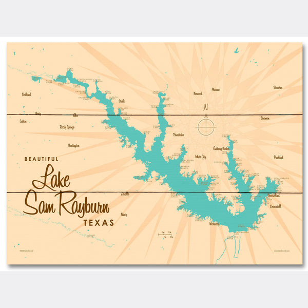 Lake Sam Rayburn Texas, Wood Sign Map Art