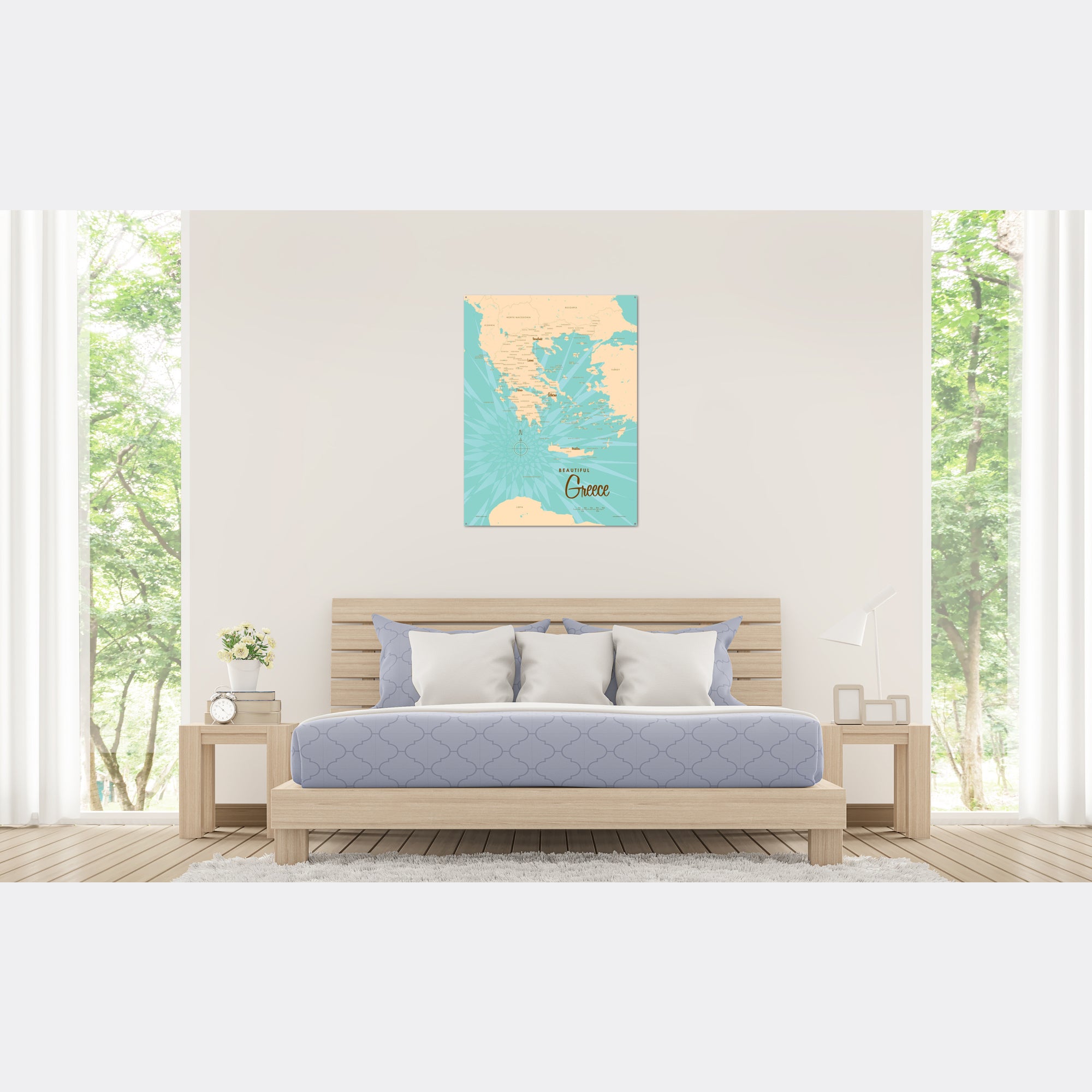 Greece, Metal Sign Map Art