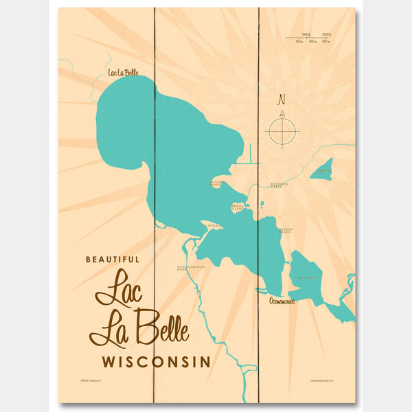 Lac La Belle Wisconsin, Wood Sign Map Art