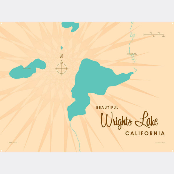 Wrights Lake California, Metal Sign Map Art