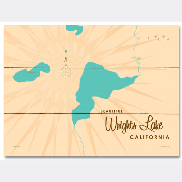 Wrights Lake California, Wood Sign Map Art