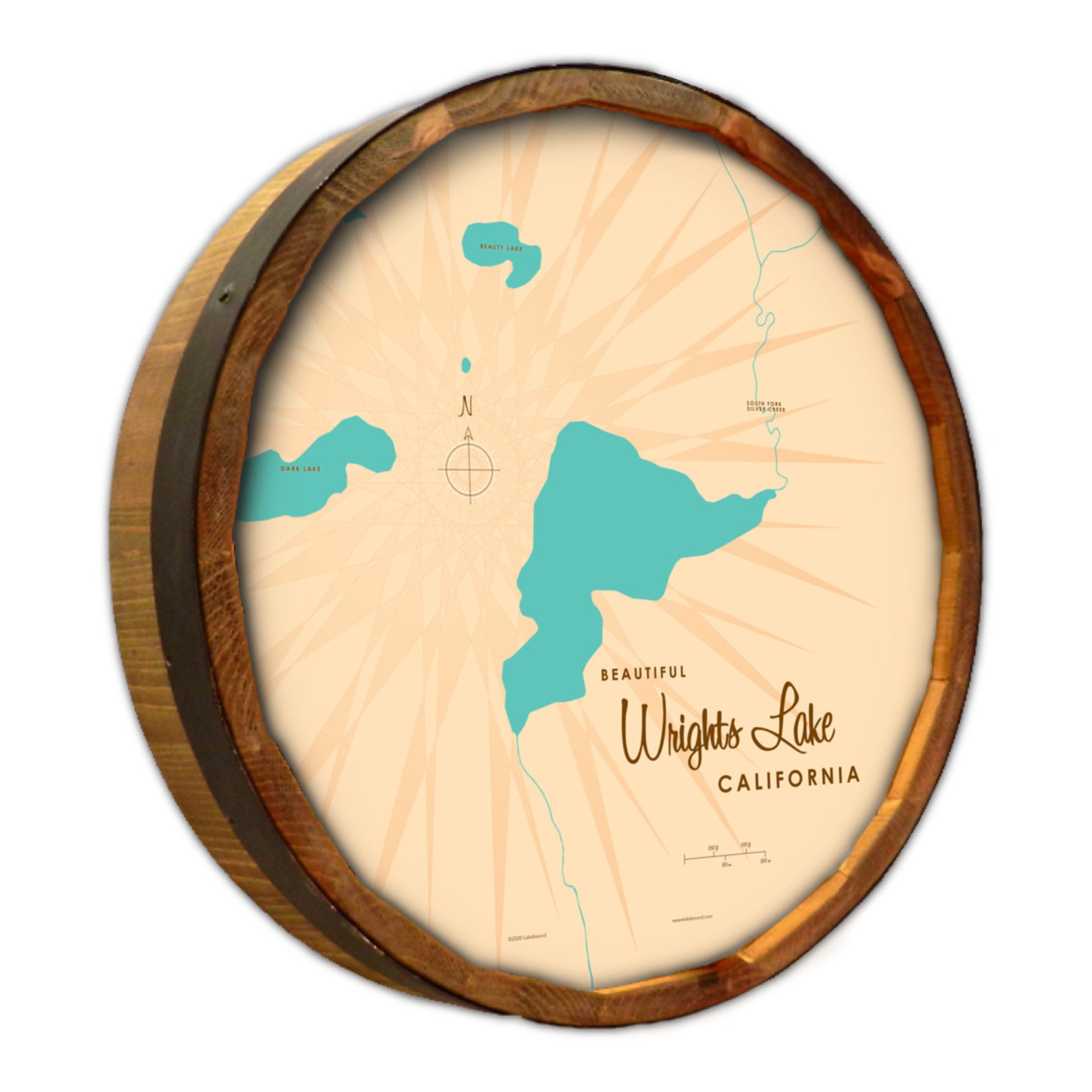 Wrights Lake California, Barrel End Map Art