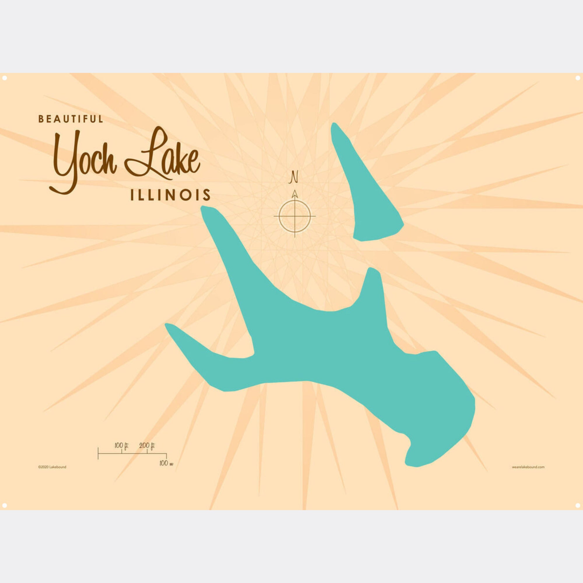 Yoch Lake Illinois, Metal Sign Map Art